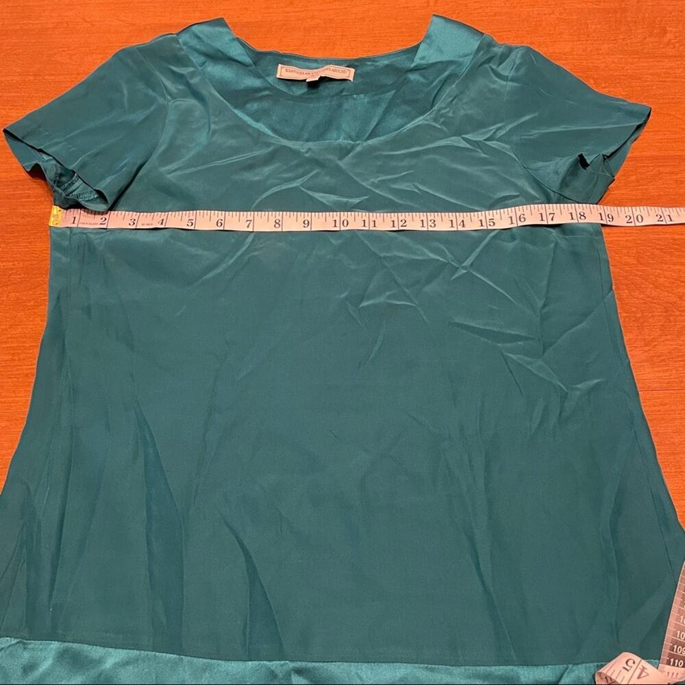 What Goes Around Comes Around Short Sleeve Green Silk‎ Dress M - Picture 11 of 12